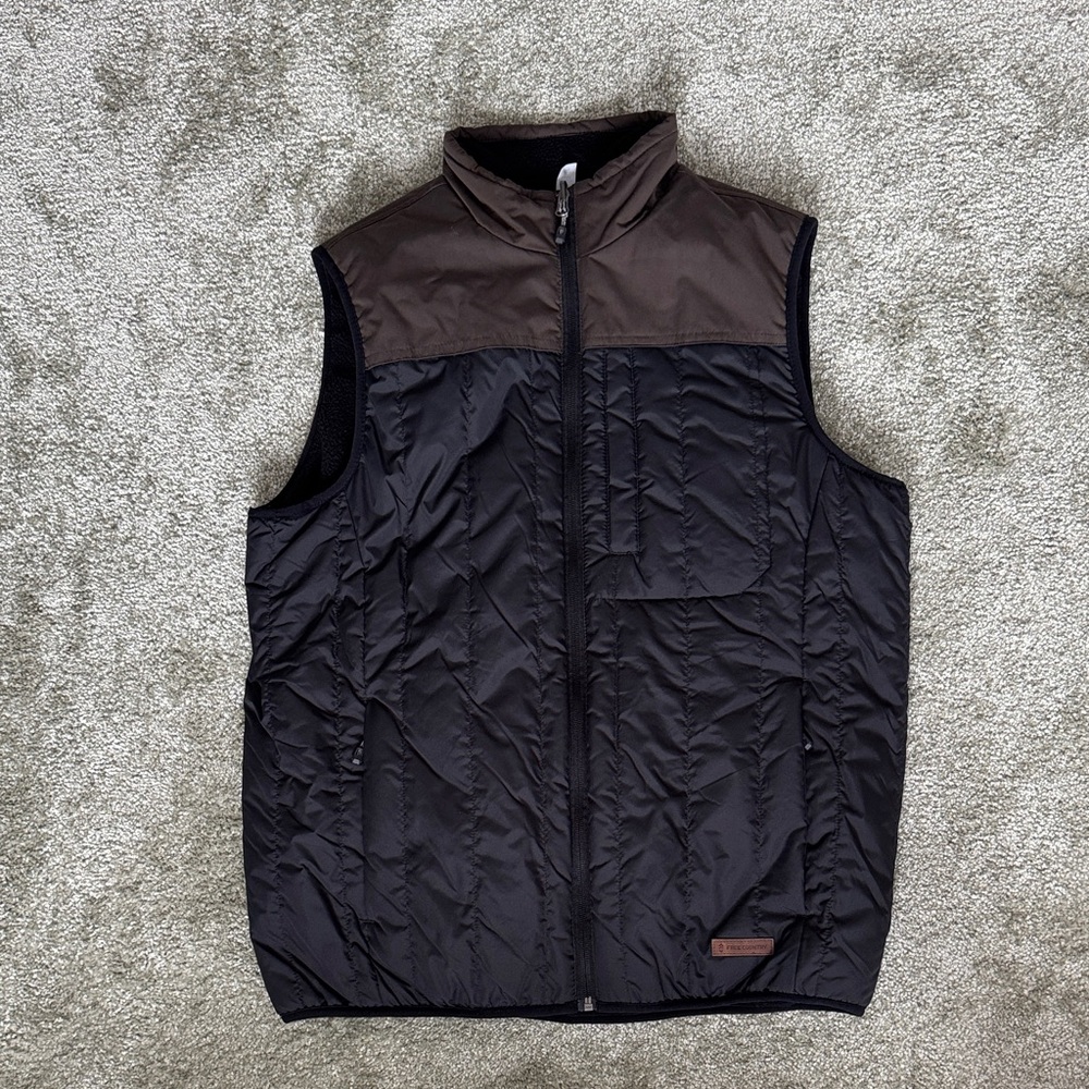 Men's Black and Brown Quilted Vest